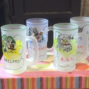 Frosted Glass Mug Set with International Designs 8ounces